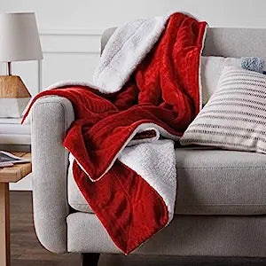 Polyester Full /Queen Blanket, Red, Pack of 1, reversible